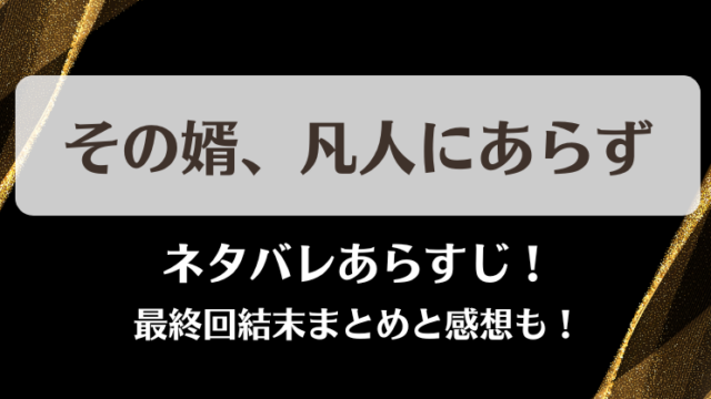 その婿凡人にあらず ネタバレあらすじ！最終回結末まとめと感想も！