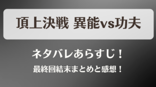 頂上決戦 異能vs功夫 ネタバレあらすじ！最終回結末まとめと感想！
