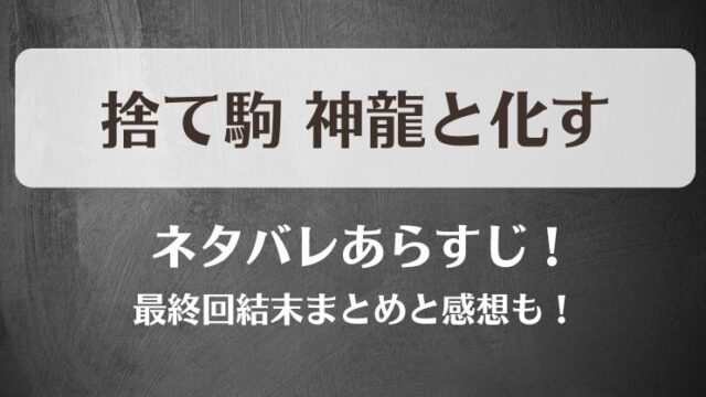 捨て駒神龍と化す ネタバレあらすじ！最終回結末まとめと感想も！