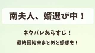 南夫人、婿選び中！ネタバレあらすじ！最終回結末まとめと感想も！