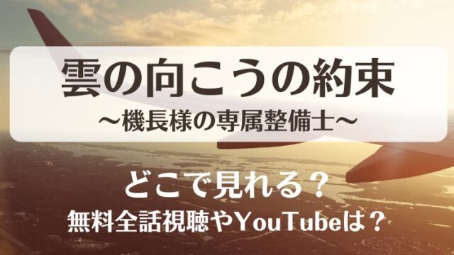 雲の向こうの約束 機長様の専属整備士 ネタバレあらすじ！最終回結末と感想