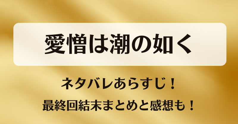 愛憎は潮の如く ネタバレあらすじ！最終回結末まとめと感想も！