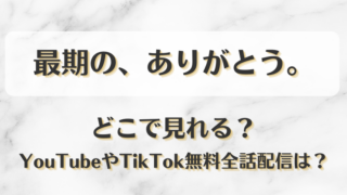 最期のありがとう どこで見れる？YouTubeやTikTok無料全話配信は？