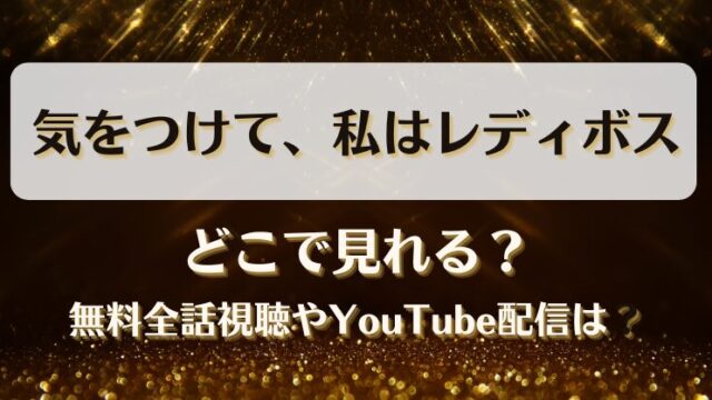 気をつけて私はレディボス どこで見れる？無料全話視聴やYouTube配信は？