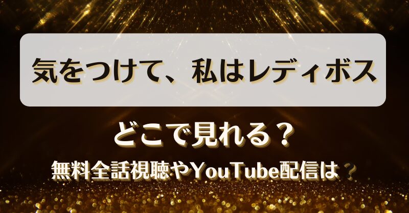 気をつけて私はレディボス どこで見れる？無料全話視聴やYouTube配信は？