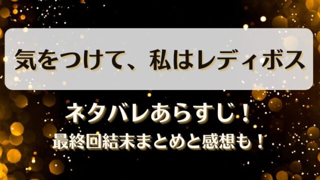 気をつけて私はレディボス ネタバレあらすじ！最終回結末まとめと感想も！