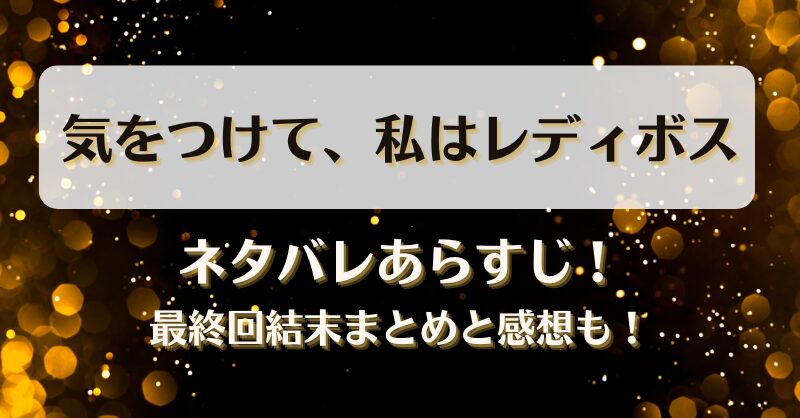 気をつけて私はレディボス ネタバレあらすじ！最終回結末まとめと感想も！