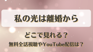 私の光は離婚から どこで見れる？無料全話視聴やYouTube配信は？