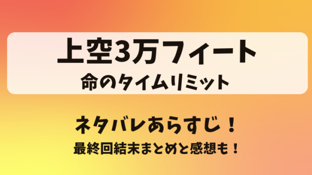 上空3万フィート命のタイムリミット ネタバレあらすじ！最終回結末まとめと感想も！