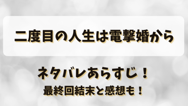 二度目の人生は電撃婚から ネタバレあらすじ！最終回結末と感想も！