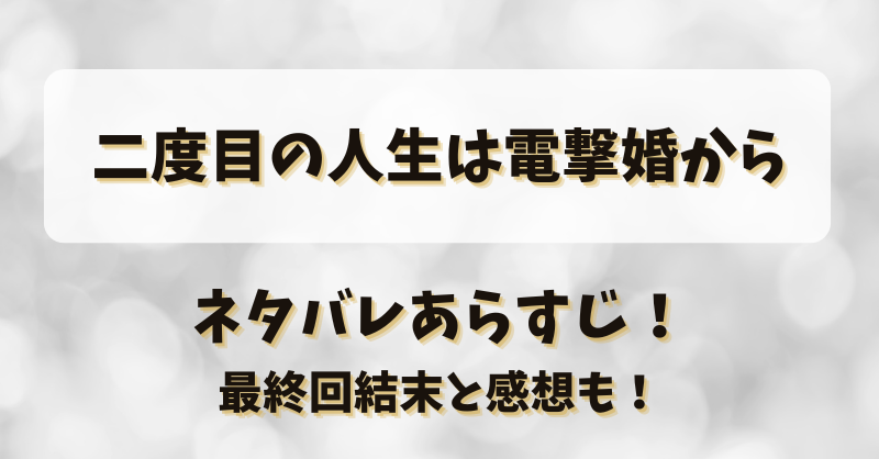 二度目の人生は電撃婚から ネタバレあらすじ！最終回結末と感想も！