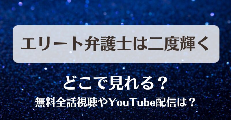 エリート弁護士は二度輝く どこで見れる？無料全話視聴やYouTube配信は？