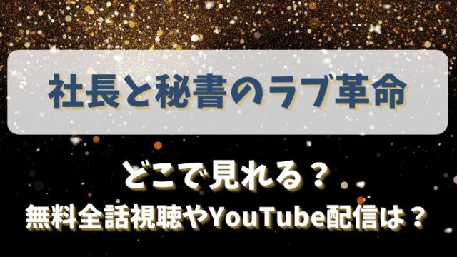社長と秘書のラブ革命 どこで見れる？無料全話視聴やYouTube配信は？