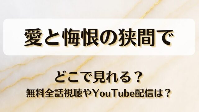 愛と悔恨の狭間で どこで見れる？無料全話視聴やYouTube配信は？