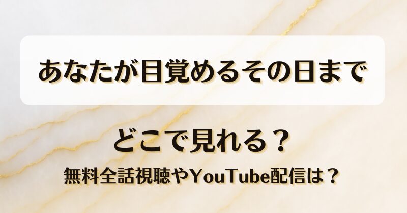 あなたが目覚めるその日まで どこで見れる？無料全話視聴やYouTube配信は？