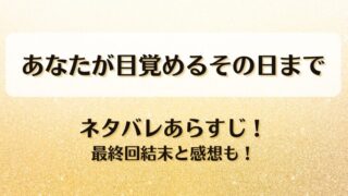 あなたが目覚めるその日まで ネタバレあらすじ！最終回結末と感想も！