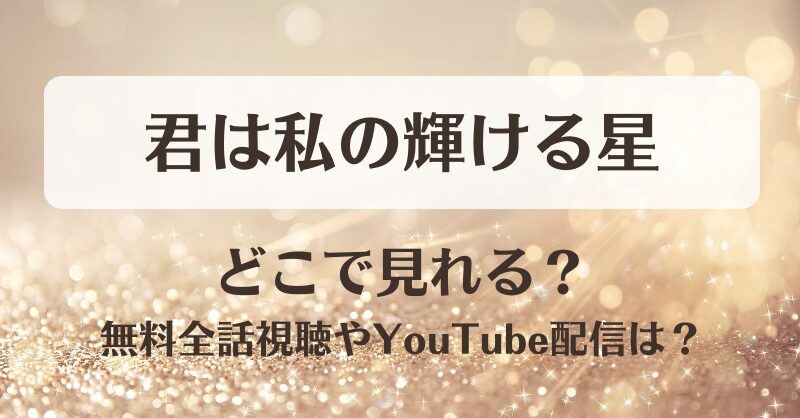 君は私の輝ける星 どこで見れる？無料全話視聴やYouTube配信は？