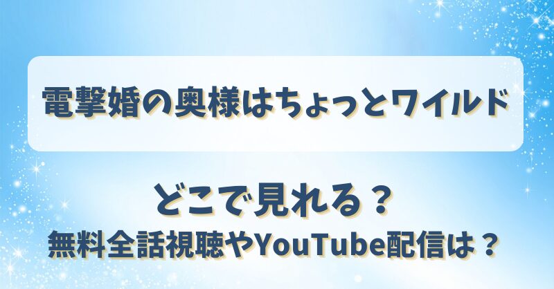 電撃婚の奥様はちょっとワイルド どこで見れる？無料全話視聴やYouTube配信は？