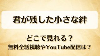 君が残した小さな絆 どこで見れる？無料全話視聴やYouTube配信は？