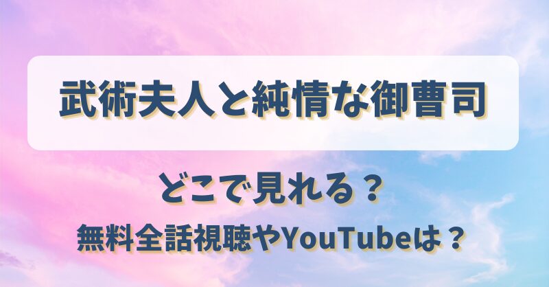 武術夫人と純情な御曹司 どこで見れる？無料全話視聴やYouTubeは？