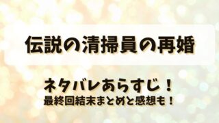 伝説の清掃員の再婚 ネタバレあらすじ！最終回結末まとめと感想も！