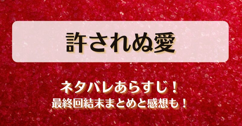許されぬ愛 ネタバレあらすじ！最終回結末まとめと感想も！