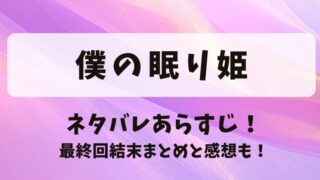 僕の眠り姫 ネタバレあらすじ！最終回結末まとめと感想も！