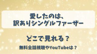 愛したのは訳ありシングルファーザー どこで見れる？無料全話視聴やYouTubeは？