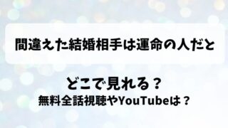 間違えた結婚相手は運命の人だと どこで見れる？無料全話視聴やYouTubeは？
