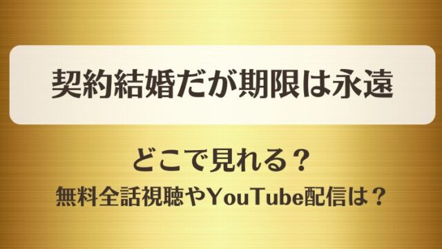 契約結婚だが期限は永遠 どこで見れる？無料全話視聴やYouTube配信は？
