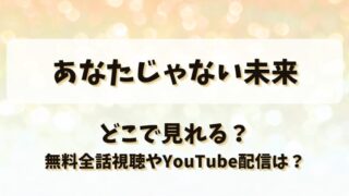 あなたじゃない未来 どこで見れる？無料全話視聴やYouTube配信は？