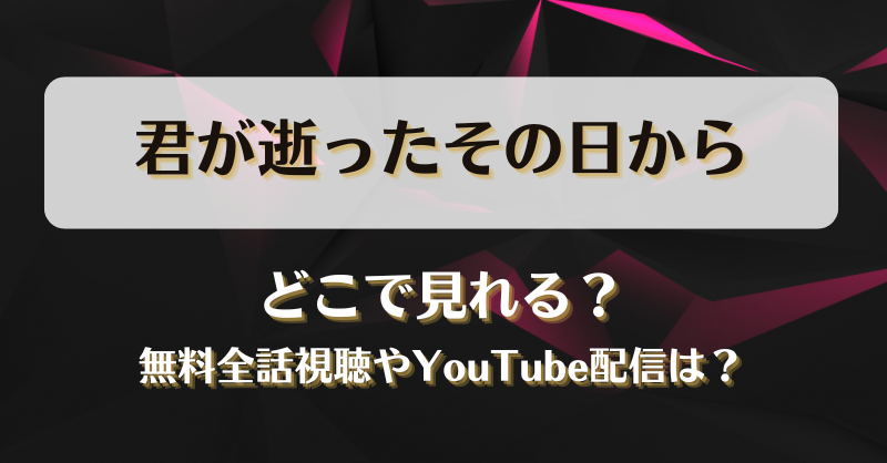 君が逝ったその日から どこで見れる？無料全話視聴やYouTube配信は？