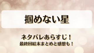 掴めない星 ネタバレあらすじ！最終回結末まとめと感想も！