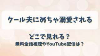 クール夫にめちゃ溺愛される どこで見れる？無料全話視聴やYouTube配信は？