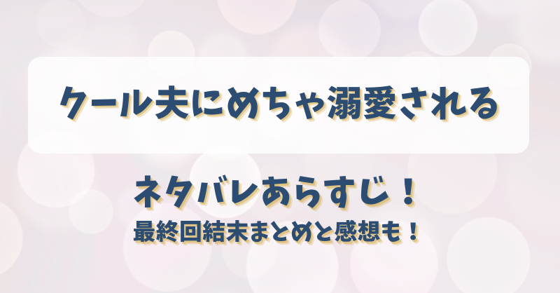 クール夫にめちゃ溺愛される ネタバレあらすじ！最終回結末まとめと感想も！