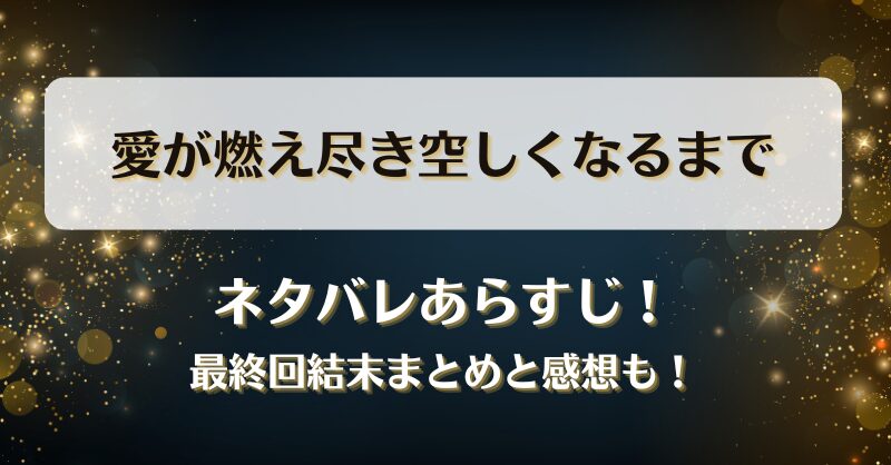 愛が燃え尽き空しくなるまで ネタバレあらすじ！最終回結末まとめと感想も！