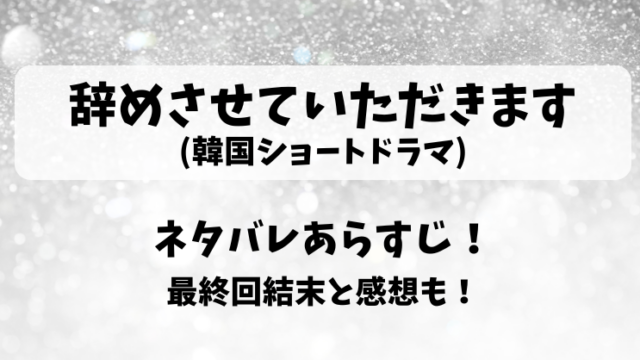 辞めさせていただきます(韓国ショートドラマ)ネタバレあらすじ！最終回結末と感想も！