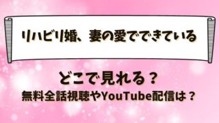 リハビリ婚妻の愛でできている どこで見れる？無料全話視聴やYouTube配信は？
