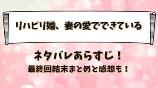 リハビリ婚妻の愛でできている ネタバレあらすじ！最終回結末まとめと感想も！