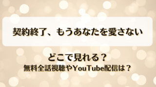 契約終了もうあなたを愛さない どこで見れる？無料全話視聴やYouTube配信は？