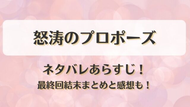怒涛のプロポーズ ネタバレあらすじ！最終回結末まとめと感想も！