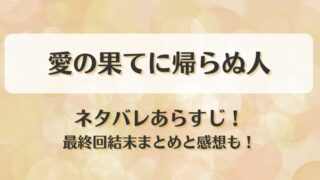 愛の果てに帰らぬ人 ネタバレあらすじ！最終回結末まとめと感想も！