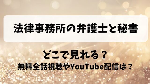 法律事務所の弁護士と秘書 どこで見れる？無料全話視聴やYouTube配信は？