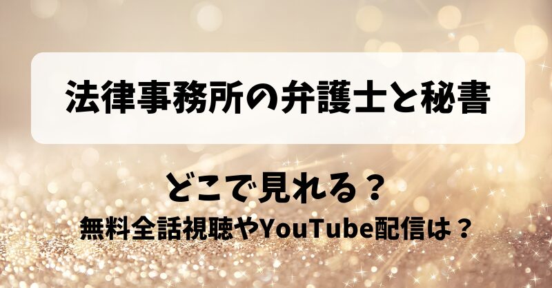 法律事務所の弁護士と秘書 どこで見れる？無料全話視聴やYouTube配信は？