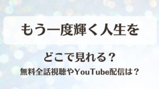もう一度輝く人生を どこで見れる？無料全話視聴やYouTube配信は？