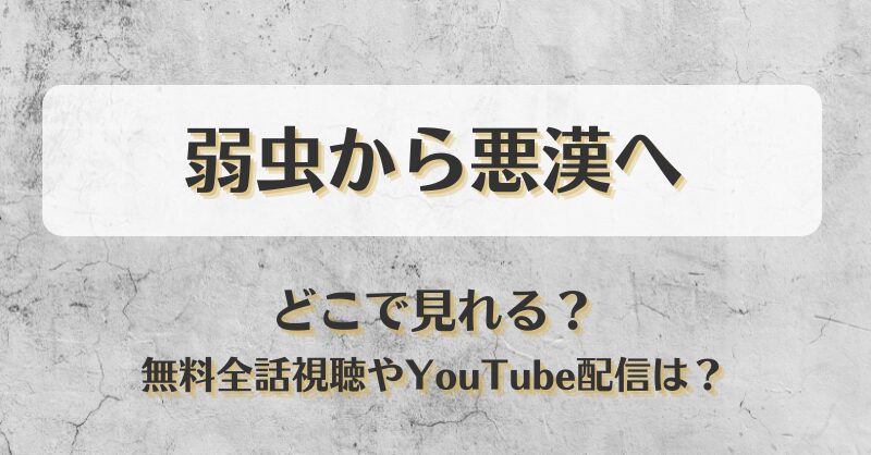 弱虫から悪漢へ どこで見れる？無料全話視聴やYouTube配信は？