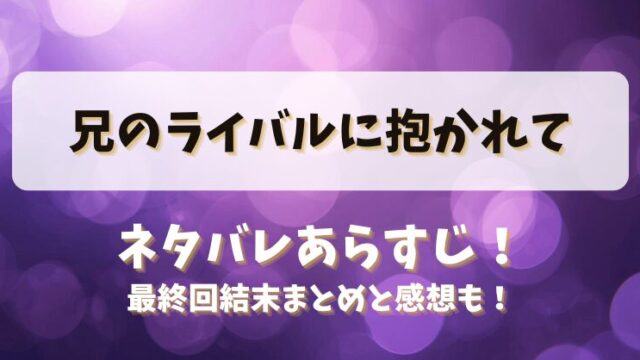 兄のライバルに抱かれて ネタバレあらすじ！最終回結末まとめと感想も！