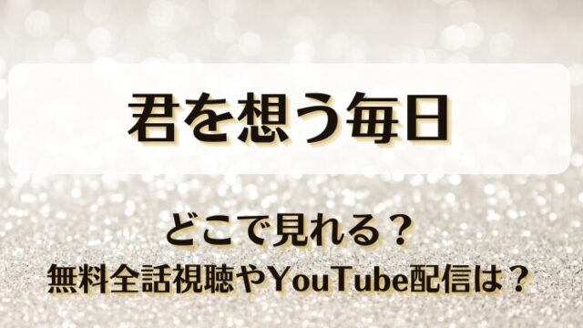 君を想う毎日 どこで見れる？無料全話視聴やYouTube配信は？
