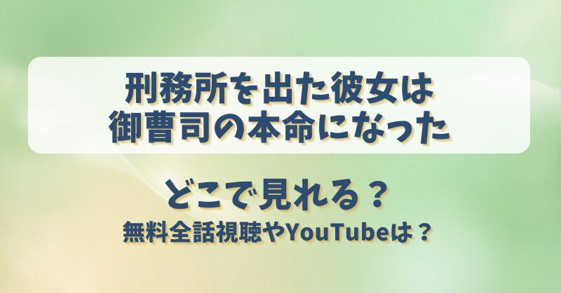 刑務所を出た彼女は御曹司の本命になった どこで見れる？無料全話視聴やYouTubeは？