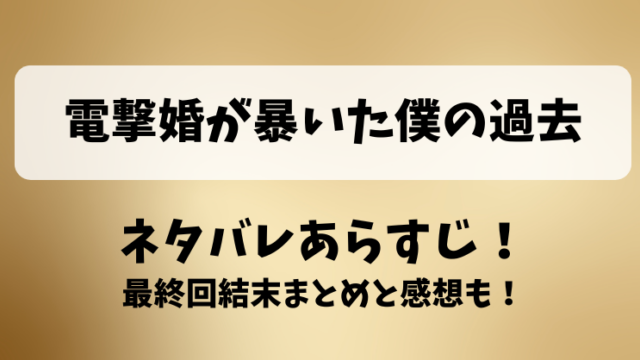 電撃婚が暴いた僕の過去 ネタバレあらすじ！最終回結末まとめと感想も！